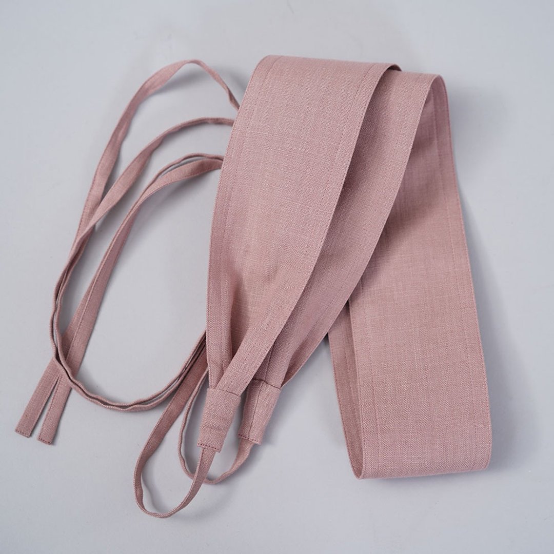 wafu - 亞麻腰帶 Linen Obi Belt / Thulian Pink z022a-sok1 - 纹身贴 - 亚麻 粉红色
