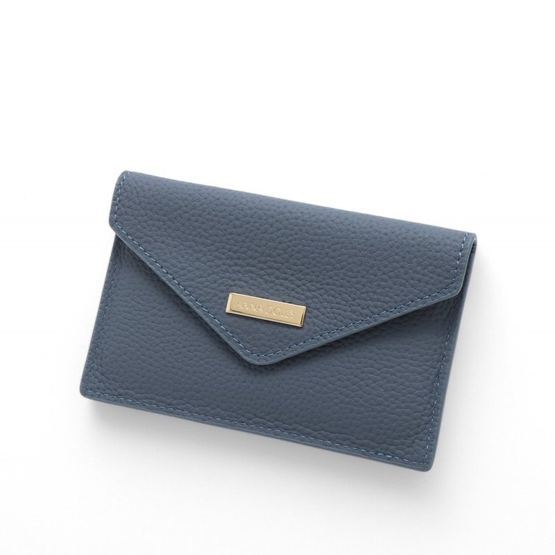 ANNA DOLLY 优雅信封式真皮多卡短夹 烟蓝 - 皮夹/钱包 - 真皮 蓝色