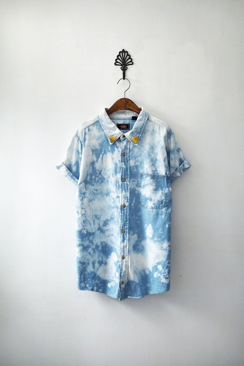 Banana Flyin’ ｜古着｜短袖 单宁 牛仔衬衫 - 女装上衣 - 棉．麻 