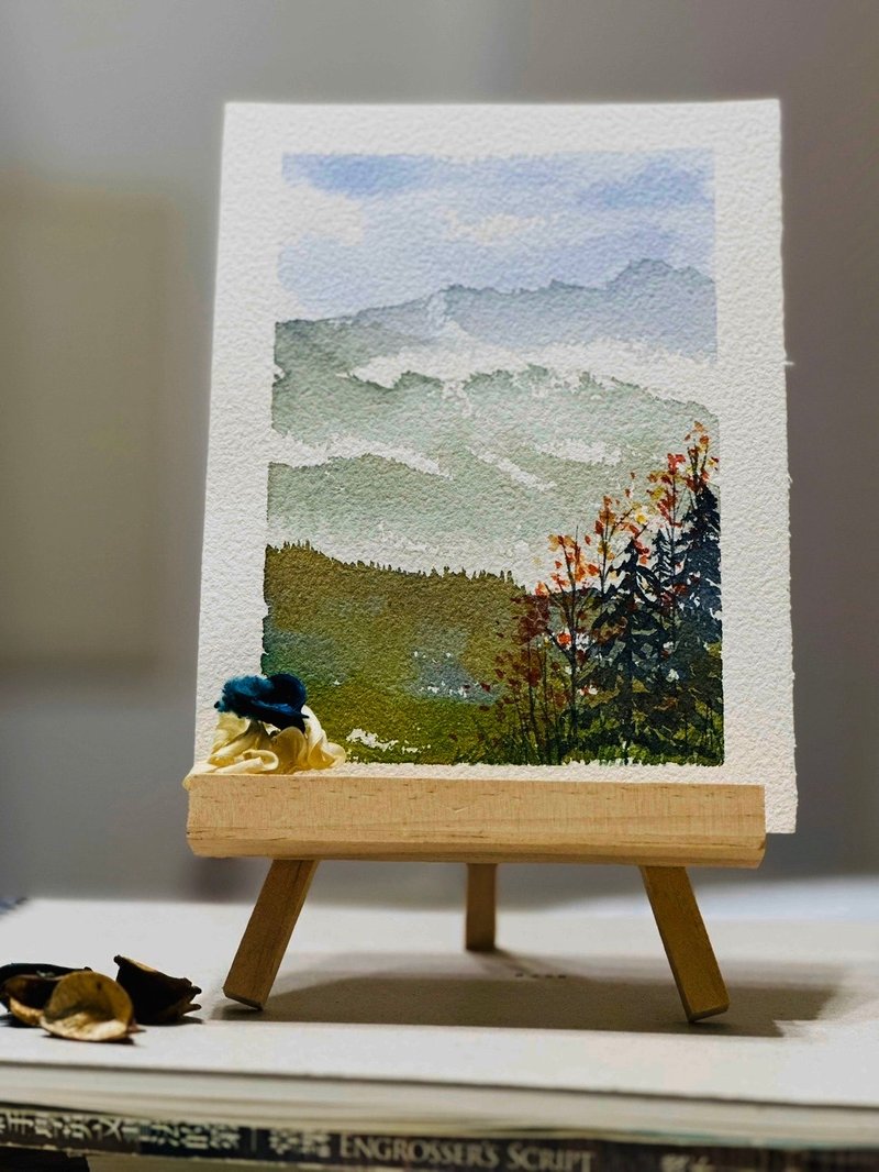 【秋之山景】水彩画/卡片/挂画/风景画/疗愈画/原创手绘 - 海报/装饰画/版画 - 纸 