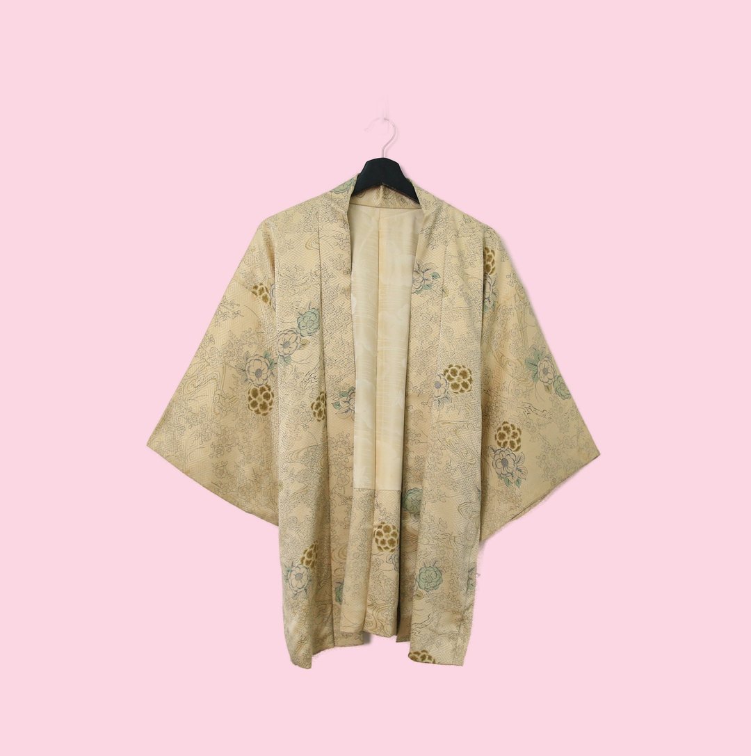 Back to Green-日本带回羽织 迷宫与花kb-28 /vintage kimono - 女装休闲/机能外套 - 丝．绢 