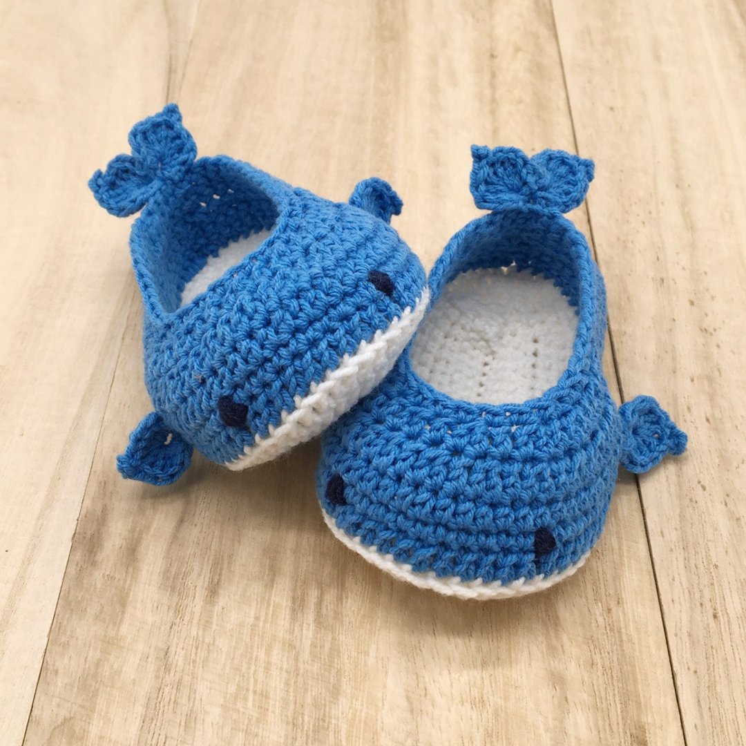 Blue Whale Crochet Baby Booties Footwear - 婴儿鞋 - 棉 蓝色