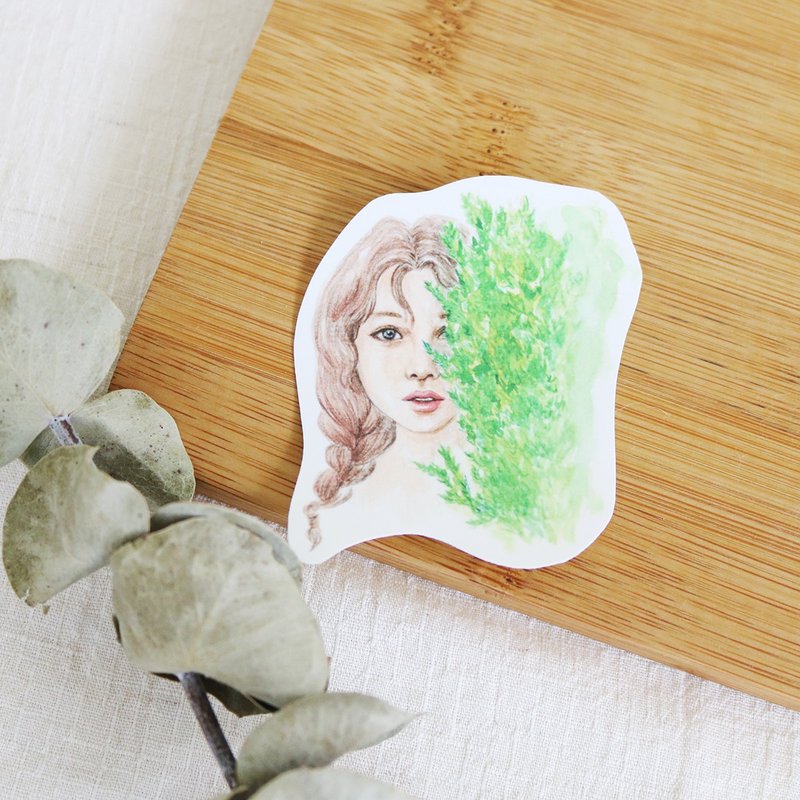 草丛偷看女孩 单张贴纸 - 贴纸 - 纸 