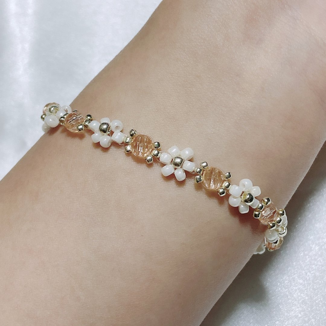(Bling Pink) Corner.w.b- Daisy flower bracelet 雏菊花花手链 - 手链/手环 - 纯银 粉红色