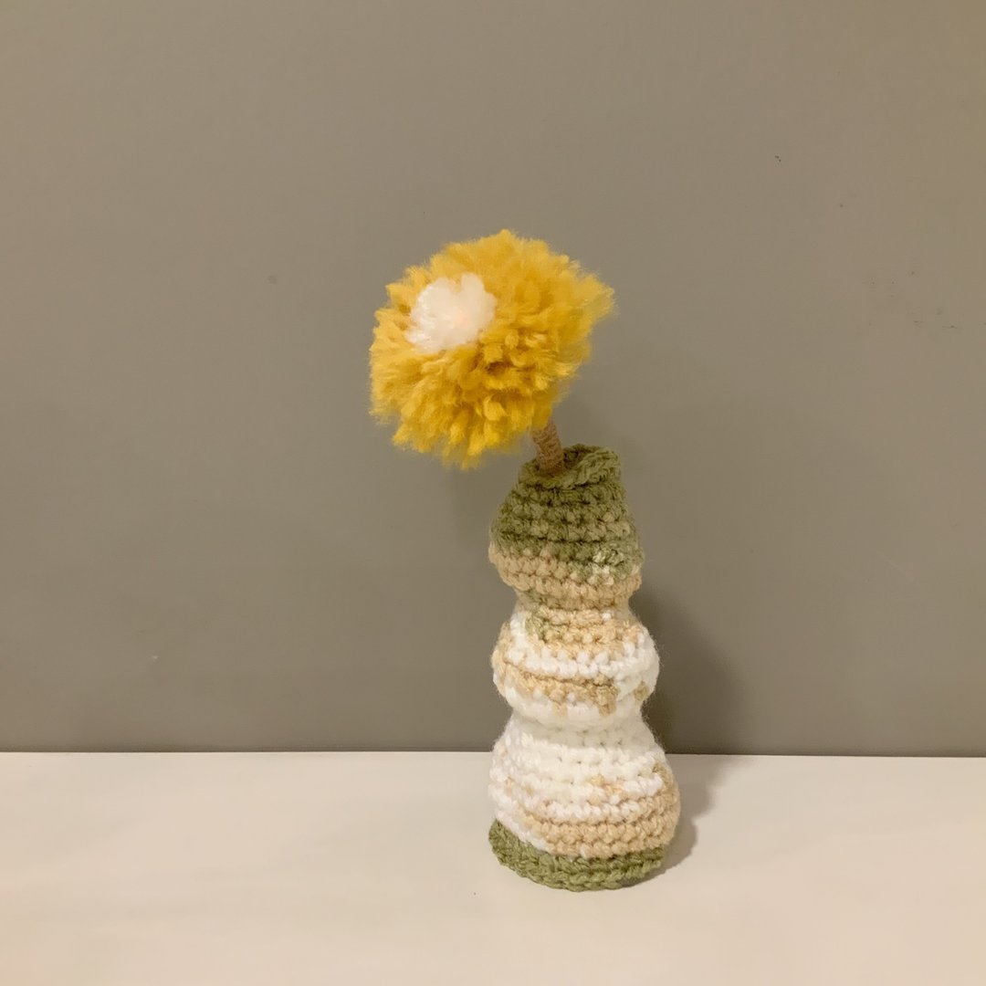 拙心 /疗愈生活美学/织取一抹暖花/毛线花与手织花瓶 - 摆饰 - 羊毛 