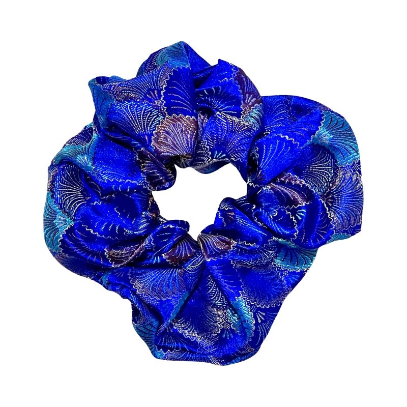 锦浪澐蓝 大尺寸 织锦缎发圈 大肠圈 发束 发绳 发饰 - 发饰 - 丝．绢 蓝色