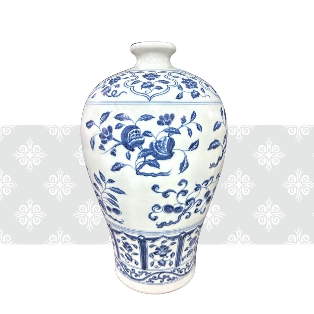 青花折枝花果纹梅瓶 - 花瓶/陶器 - 瓷 白色