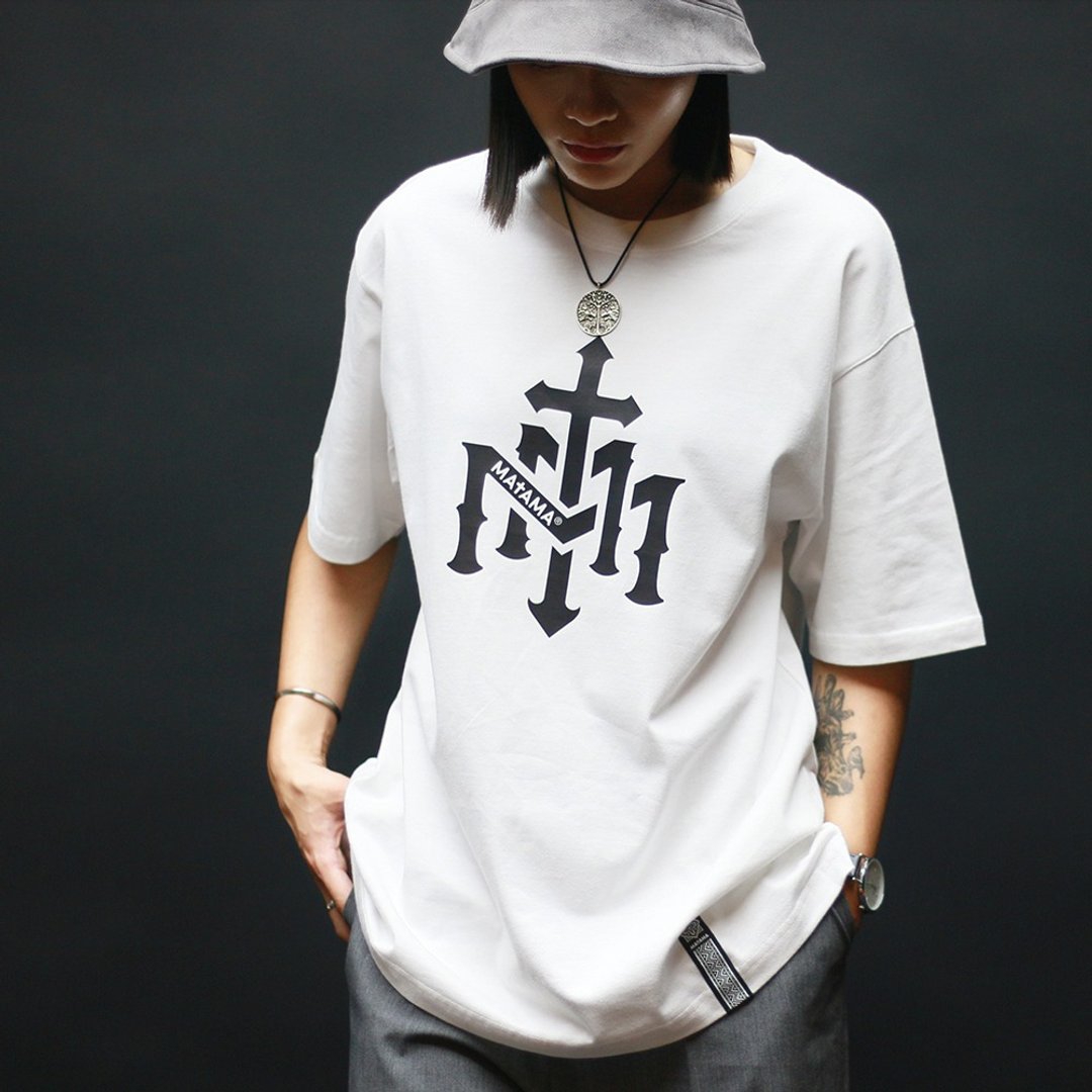 MATAMA 23 S/S  MTM-LOGO短袖T恤 - 男装上衣/T 恤 - 棉．麻 白色