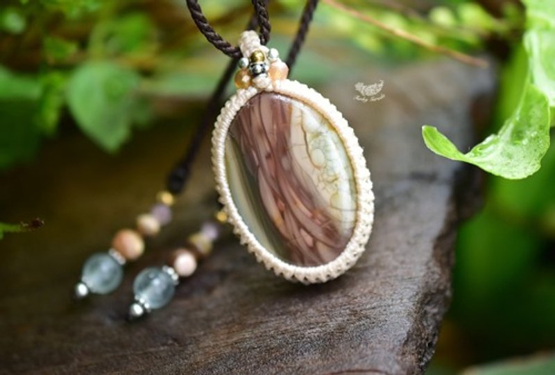 三绫碧玉流苏项链 745 - 项链 - 宝石 咖啡色