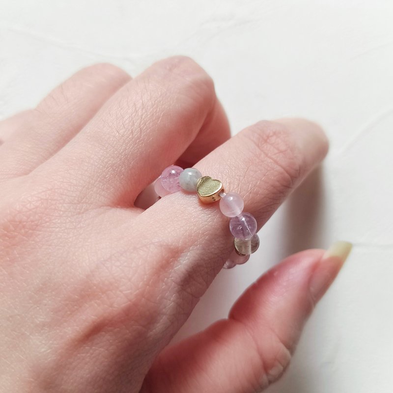 人鱼恋曲天然晶石食指戒(萤石.粉晶.薰衣草紫晶)强化思考.舒缓 - 戒指 - 水晶 多色