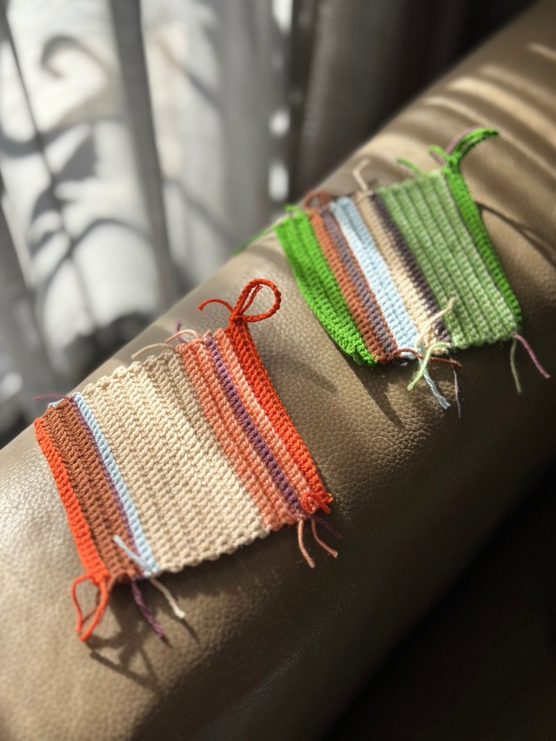 梨子设计新品 手工编织 油画配色 方形 杯垫 餐垫 拍照道具 - 餐垫/桌巾 - 棉．麻 