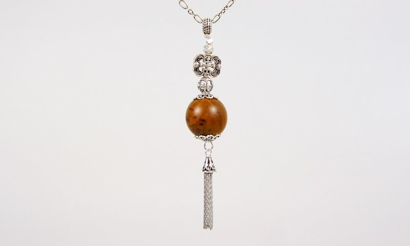 CYPRESS 肖楠瘤花木质链坠 - 项链 - 木头 咖啡色