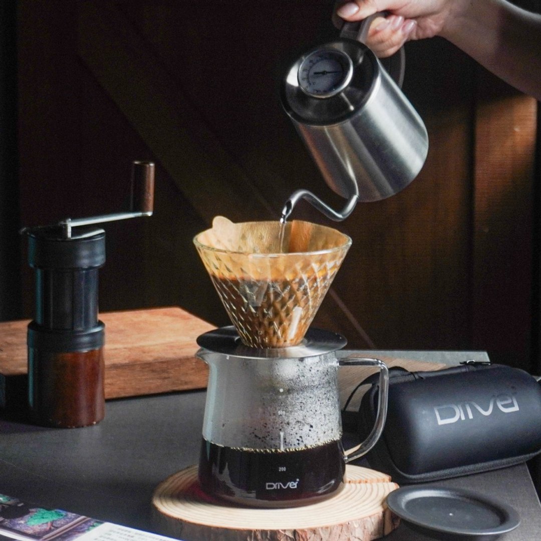 职人手冲推荐、业界首选组合丨 Driver 精巧卓越手冲咖啡套组 - 咖啡壶/周边 - 不锈钢 白色