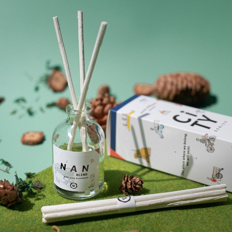 Scented Room Diffuser Set Nan Blend City Series | Green Grass & Petitgrain - 香薰/精油/线香 - 玻璃 透明
