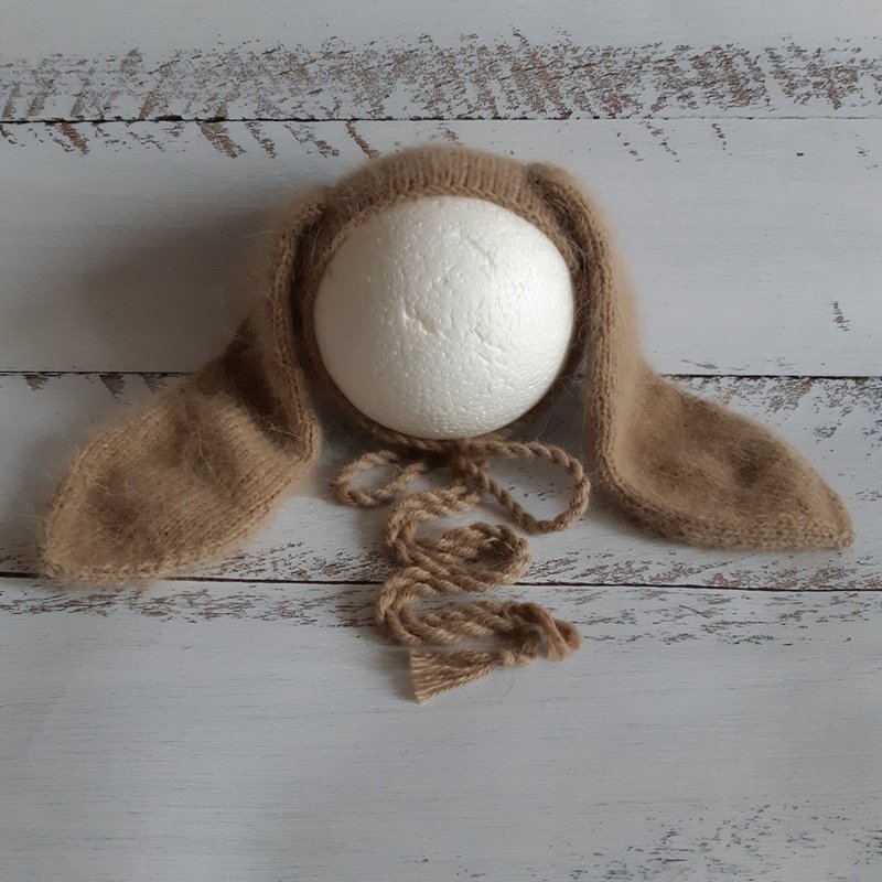 Bunny newborn bonnet knitting pattern - 编织/刺绣/羊毛毡/裁缝 - 其他材质 