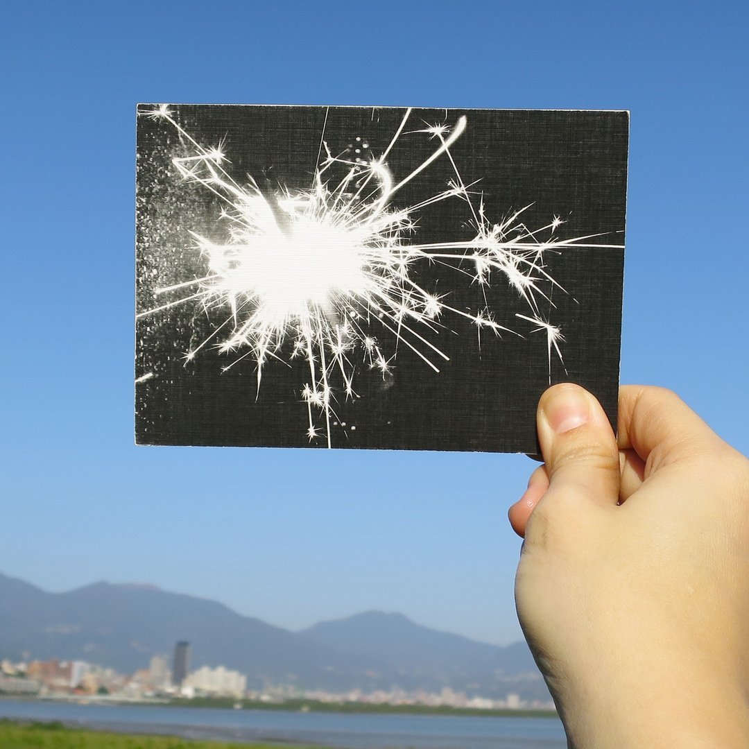 悄悄画酷卡/多功能收纳明信片/火花 - 卡片/明信片 - 纸 黑色