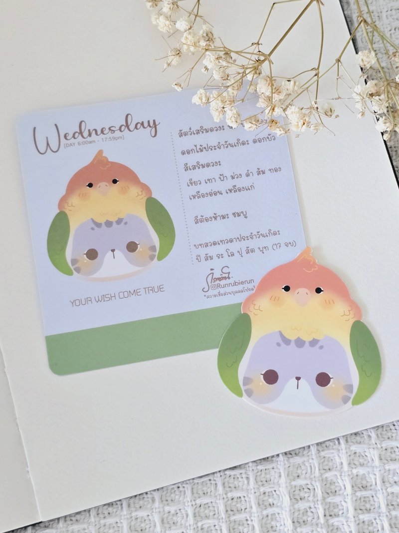 周三 (白天) 猫咪造型的护身符贴纸 - 贴纸 - 塑料 绿色