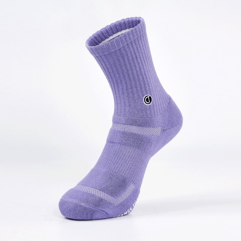 LOGO刺绣运动中筒袜 - 深紫(M) - 袜子 - 棉．麻 紫色