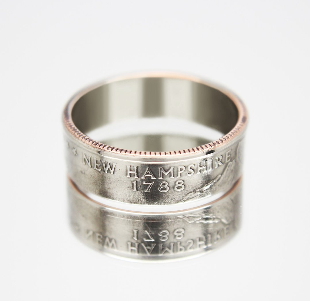 USA Coin Ring 25 cents 2000 New Hampshire coin rings for men coin rings gift - 戒指 - 其他金属 