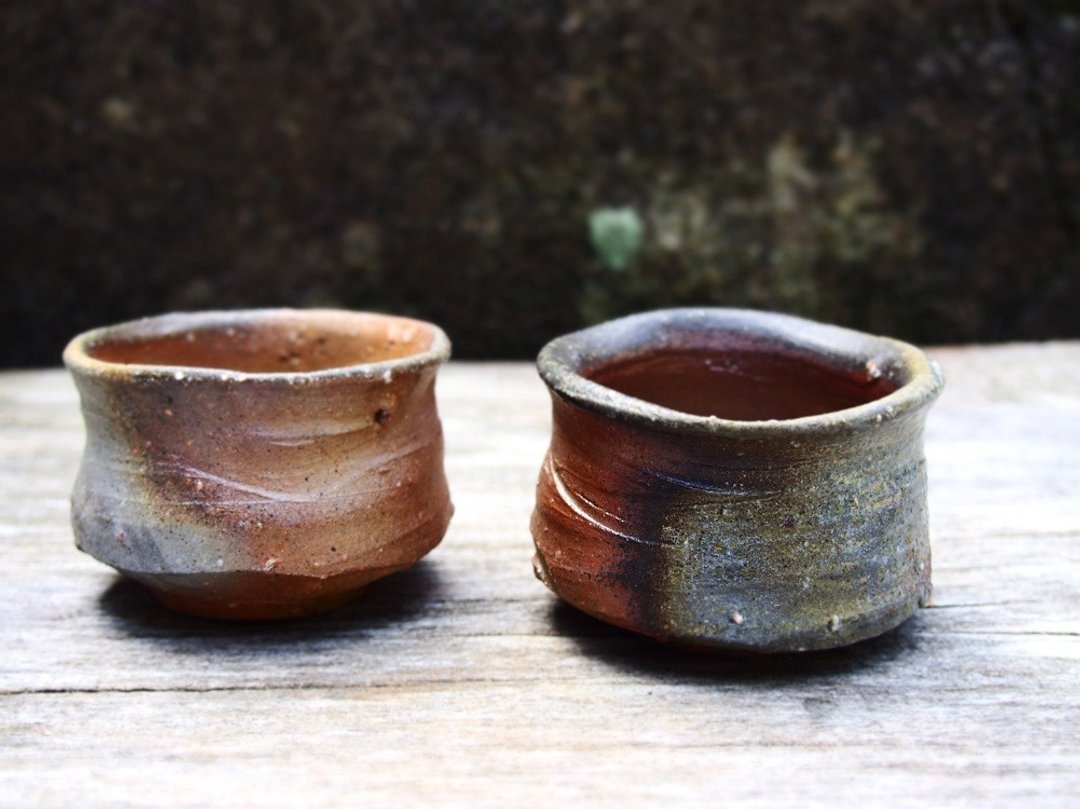 Bizen fried sweet bean (set of 2) gi-132 - 花瓶/陶器 - 陶 咖啡色