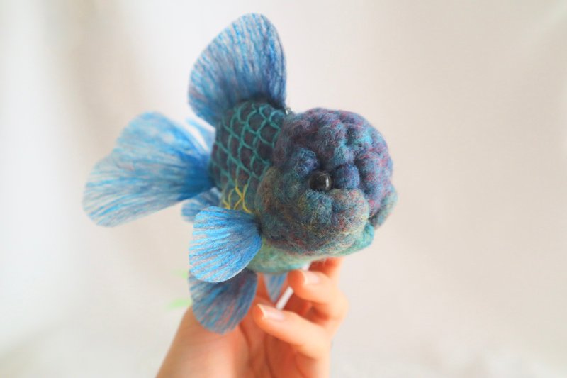 【订制款】悠游金鱼吊饰 L - 短尾蓝色文鱼 - - 玩偶/公仔 - 羊毛 蓝色