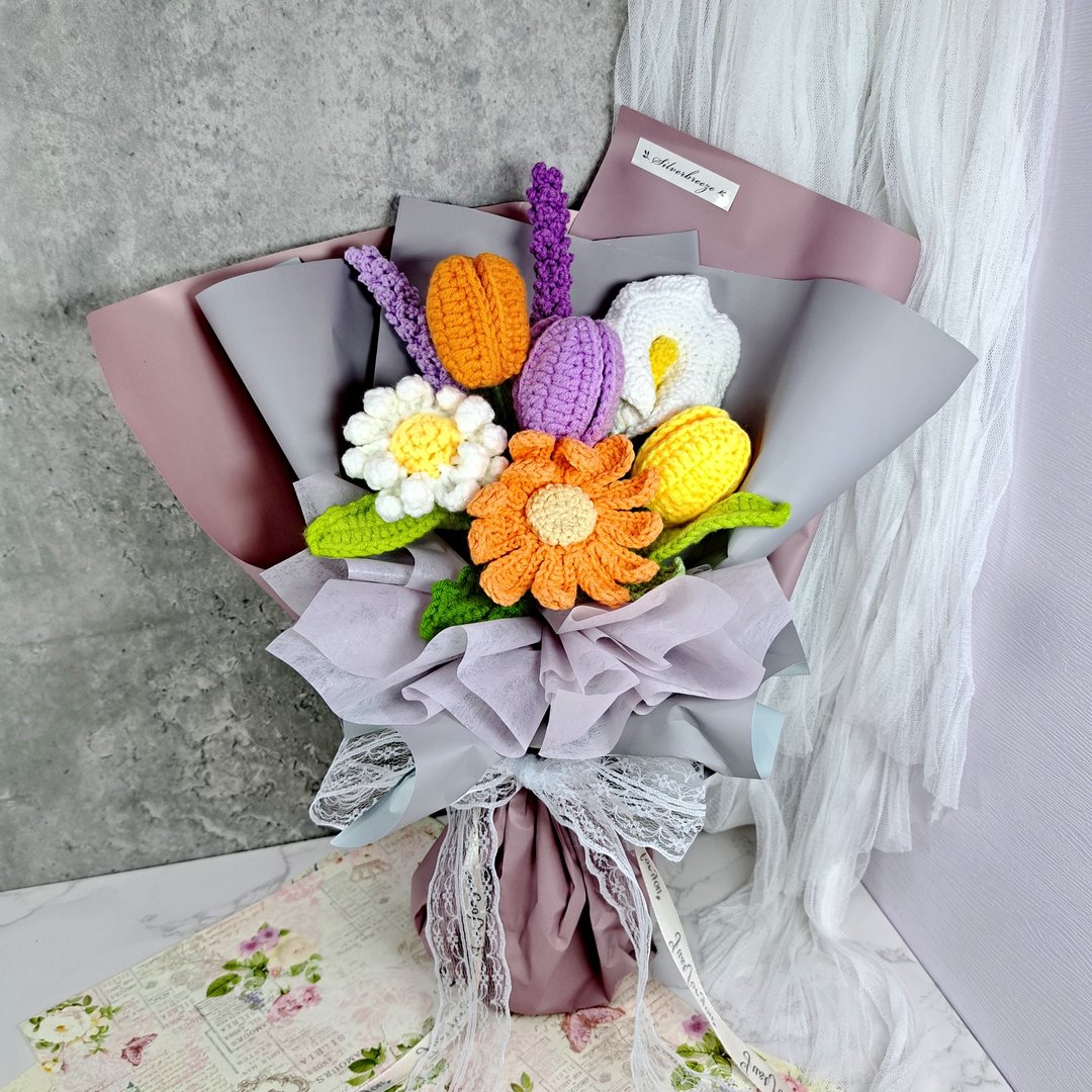 钩织花束  生日礼物 花束 毕业 情人节 求婚花束 母亲节 CRFB009 - 摆饰 - 聚酯纤维 紫色
