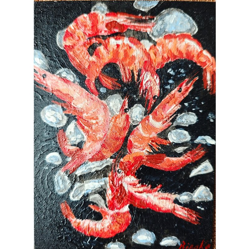 虾海鲜画原创裱框艺术厨房静物画作者 RinaArtSK - 墙贴/壁贴 - 其他材质 多色