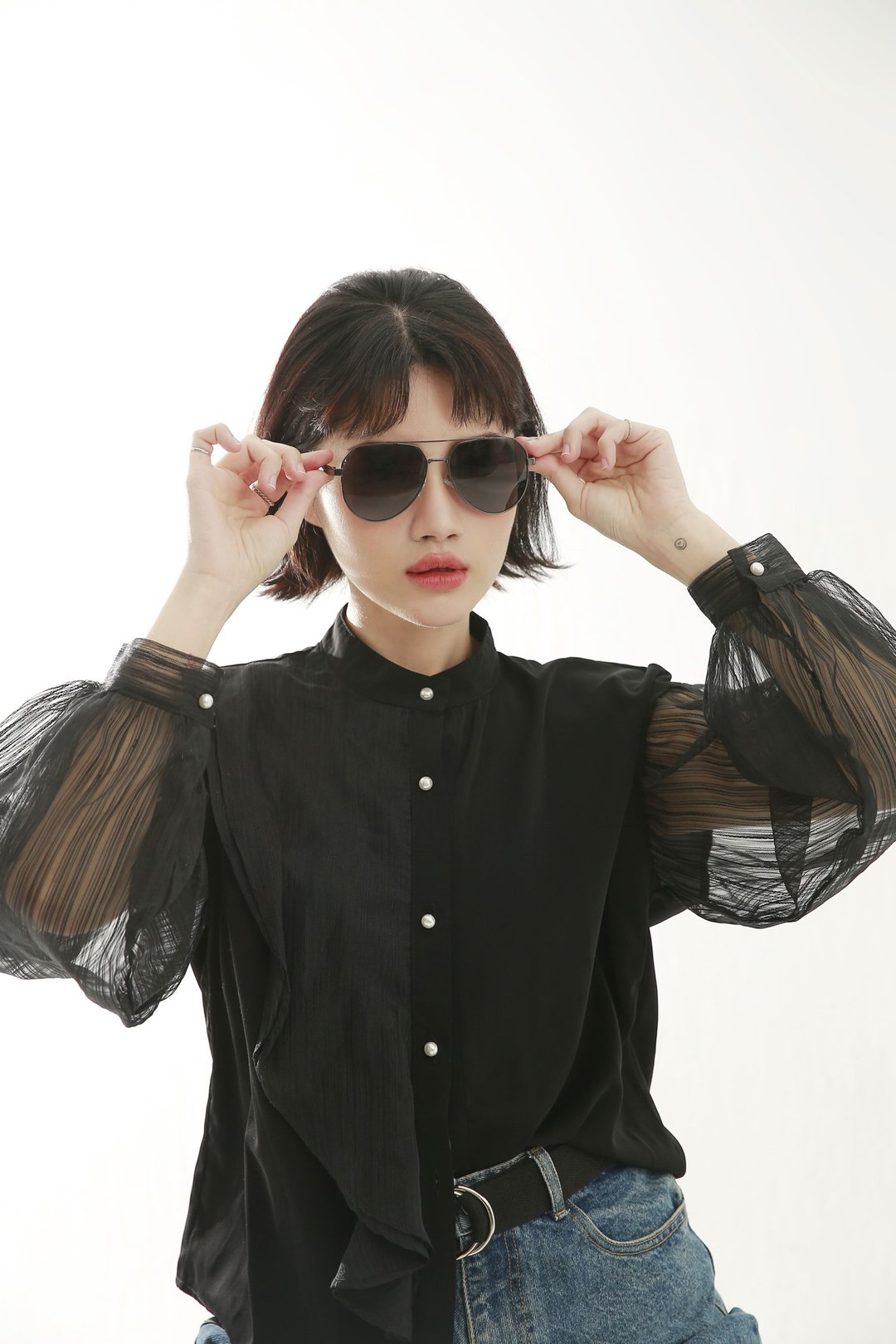 【ASLLY】午夜漫步旧金山飞行员偏光墨镜 Y2057 - 墨镜 - 其他金属 黑色