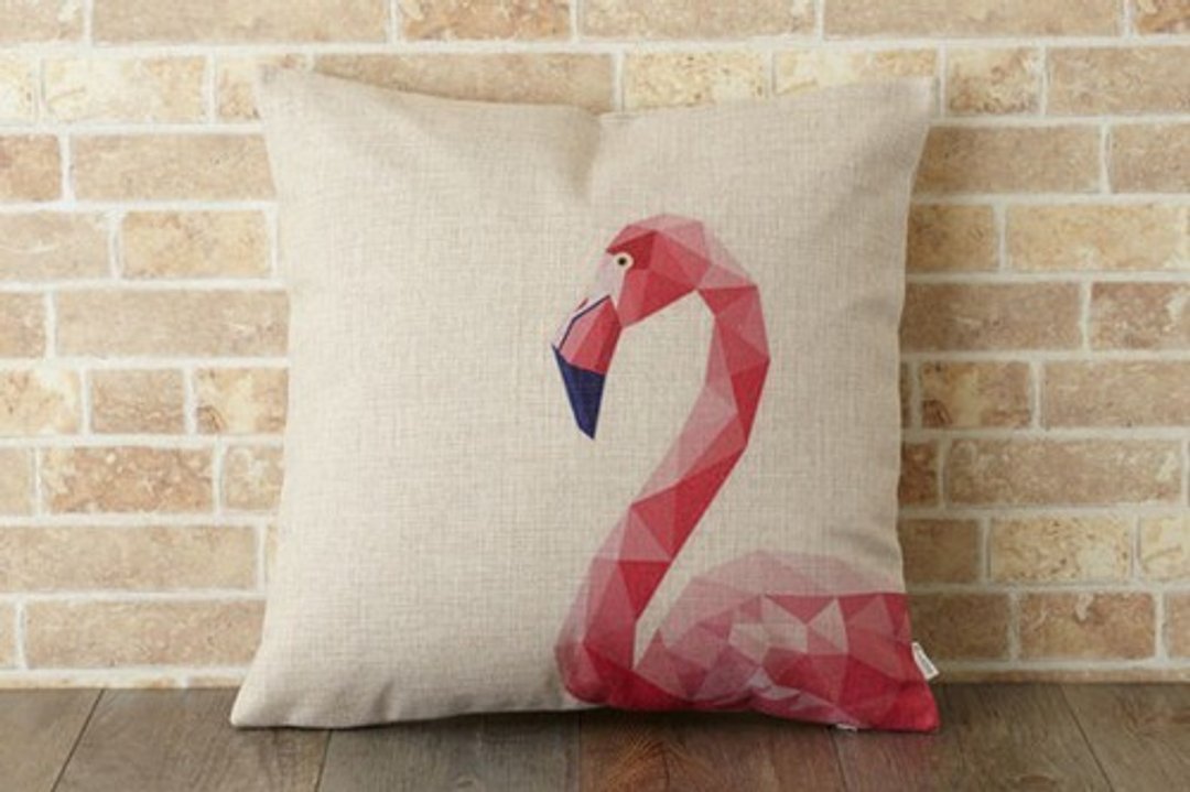 Cushion cover 45 × 45cm Interior Natural Linen Pink flamingo jubileecushionse391a - 摆饰 - 棉 
