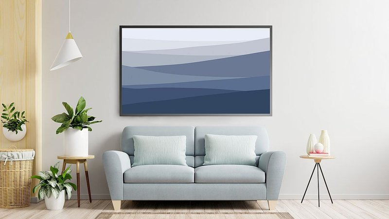 Samsung Frame TV art landscape digital download, 藝術為 三星 The Frame 美學電視 抽像風景 - 墙贴/壁贴 - 其他材质 蓝色