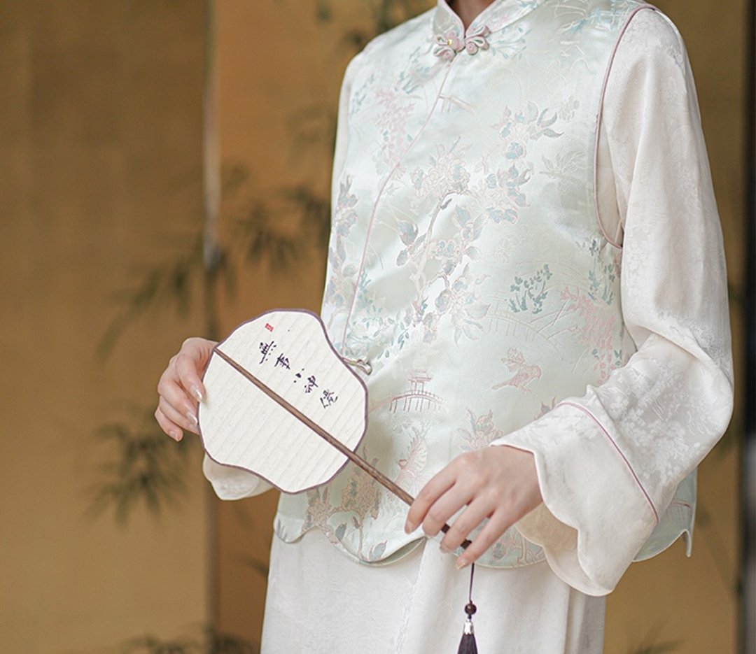 碧玉妆 新中式织锦重工提花茶服背心 - 女装上衣 - 其他材质 绿色
