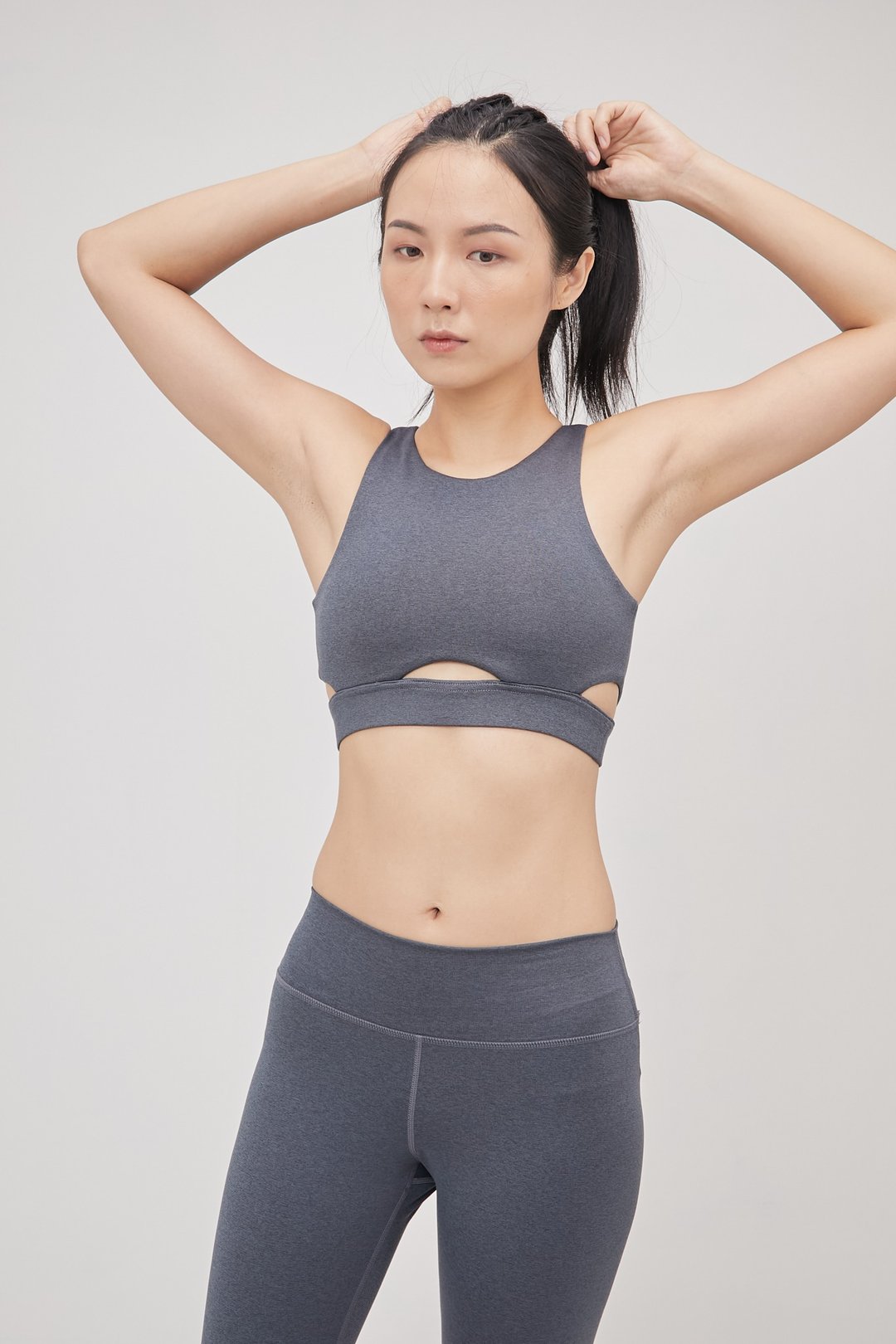 【planedo】挖背高领运动内衣-磁铁灰蓝 - 女装运动内衣 - 聚酯纤维 灰色