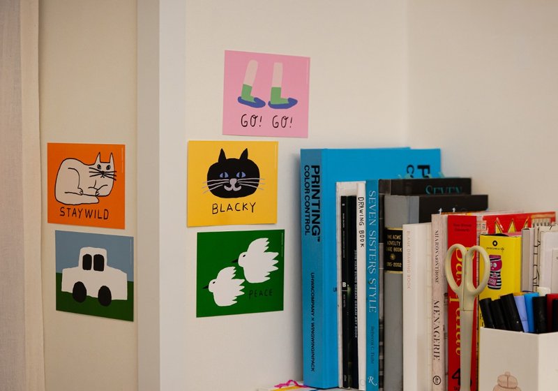 彩色插图明信片套装(4張1套) - 卡片/明信片 - 纸 绿色