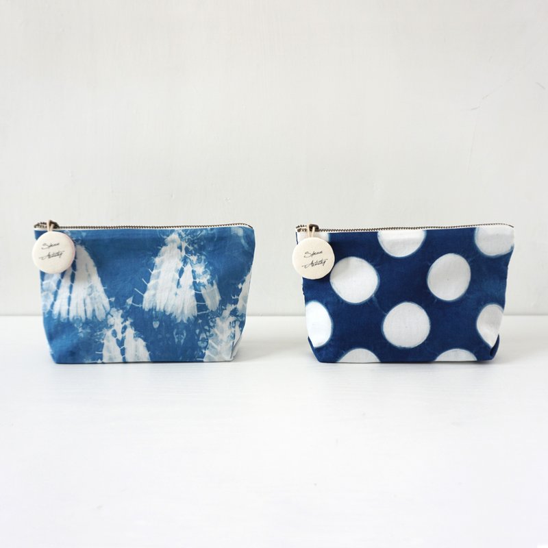 S.A x Iceberg/ Macaron 蓝染冰山|马卡龙几何化妆包 - 化妆包/杂物包 - 棉．麻 蓝色