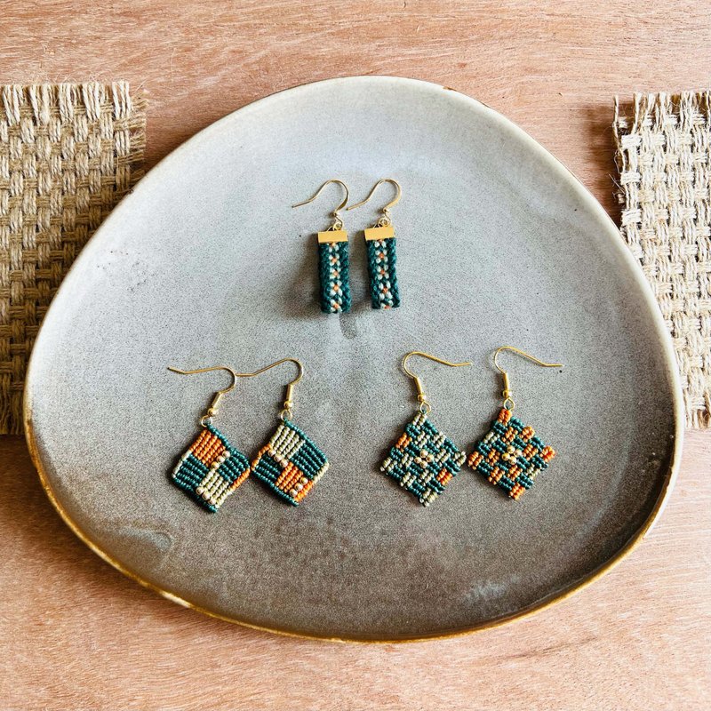 森林系列-编织耳环 | Forest-Earrings - 耳环/耳夹 - 绣线 绿色