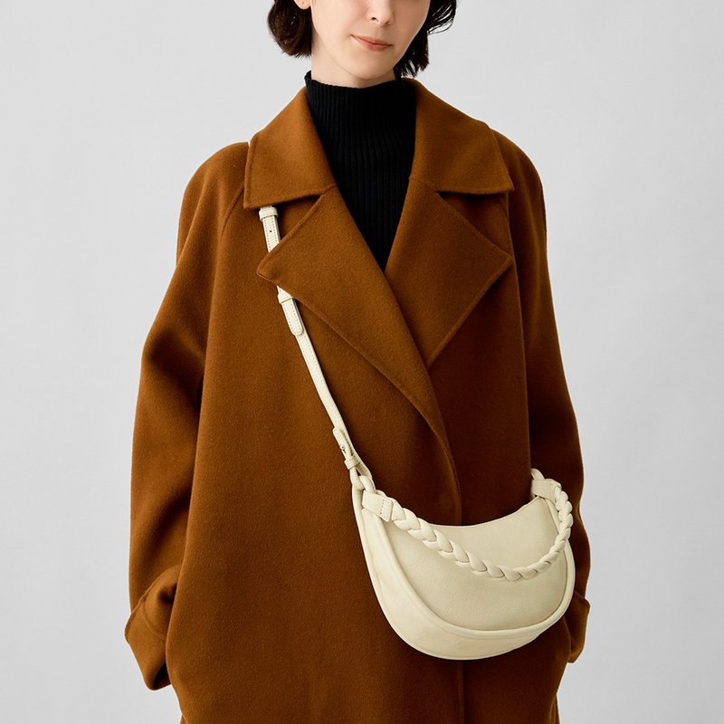 Round Moon 迷你手提包-象牙 - 手提包/手提袋 - 真皮 白色