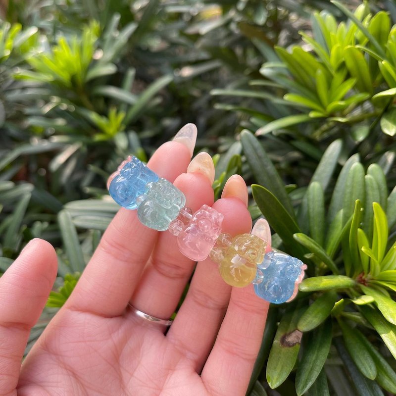 【绝版特惠】巴西 天然彩摩根石貔貅手链 - 手链/手环 - 水晶 多色