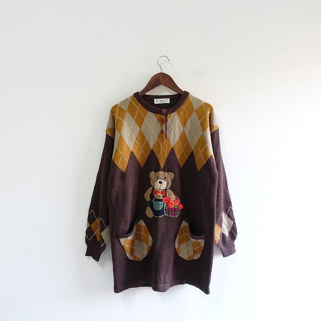 │Slowly│ 熊熊花店/古着毛衣 │vintage.复古.文艺 - 女装针织衫/毛衣 - 聚酯纤维 多色