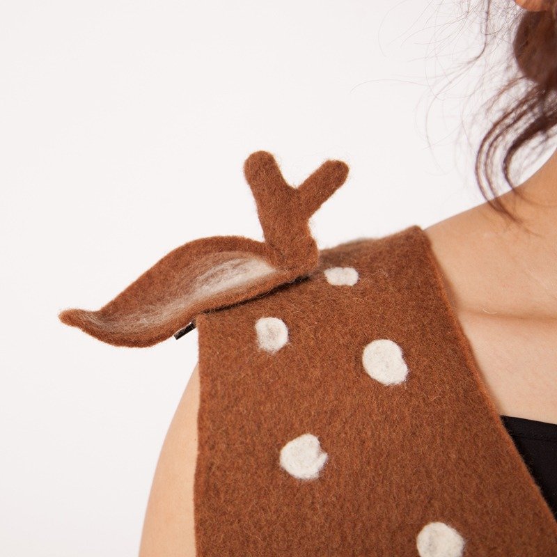 轲人原创设计手工羊毛毡创意小鹿边夹发夹多用装饰夹森系唯美发饰 - 其他 - 羊毛 咖啡色