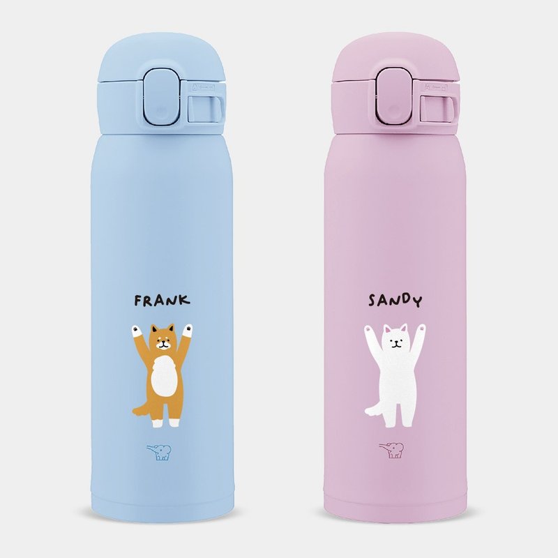 【定制化礼物】文字 Name 柴犬 象印弹盖保温瓶 PU076 - 保温瓶/保温杯 - 不锈钢 蓝色