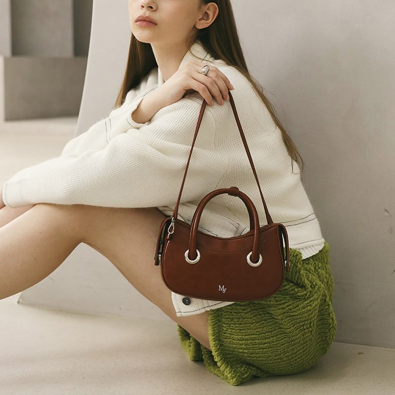 韩国制 MUR Pony Bag Vegan Leather 包包 (Crinkle Brown) - 侧背包/斜挎包 - 环保材料 