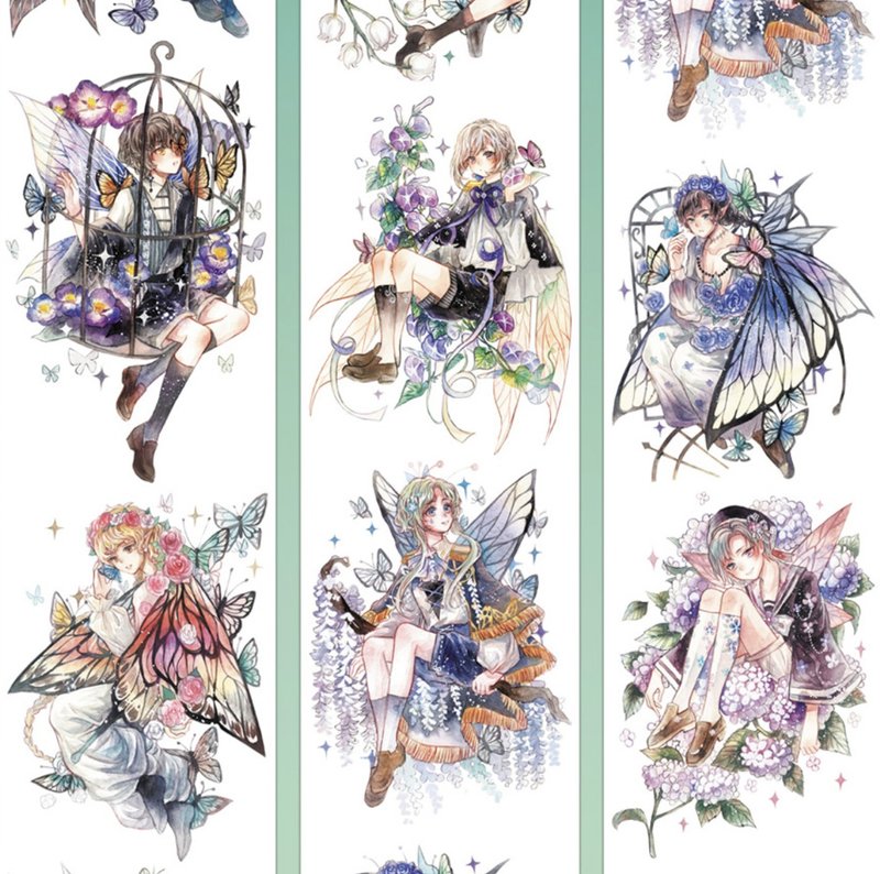 花園物語 西洋少女集 PET 鐳射銀 紙膠帶 10米卷 - 纸胶带 - 其他材质 多色