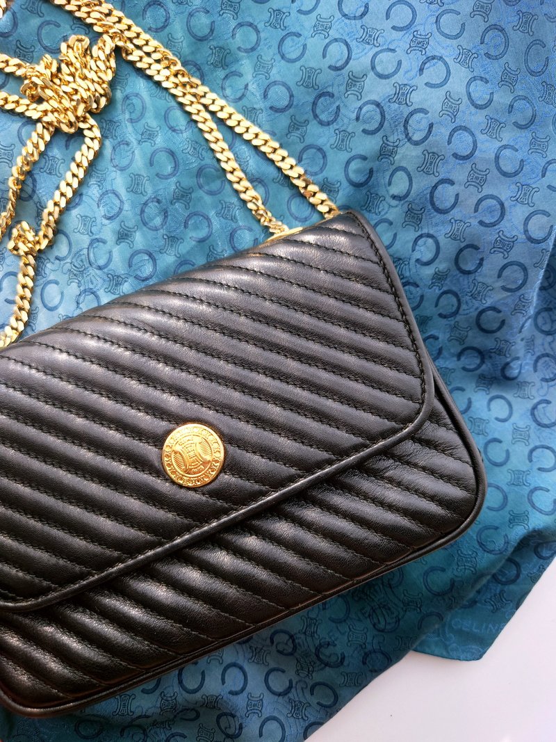 中古包 CELINE 黑金凯旋门晚宴包手拿包链条包斜背包斜挎包单肩包 - 侧背包/斜挎包 - 真皮 黑色