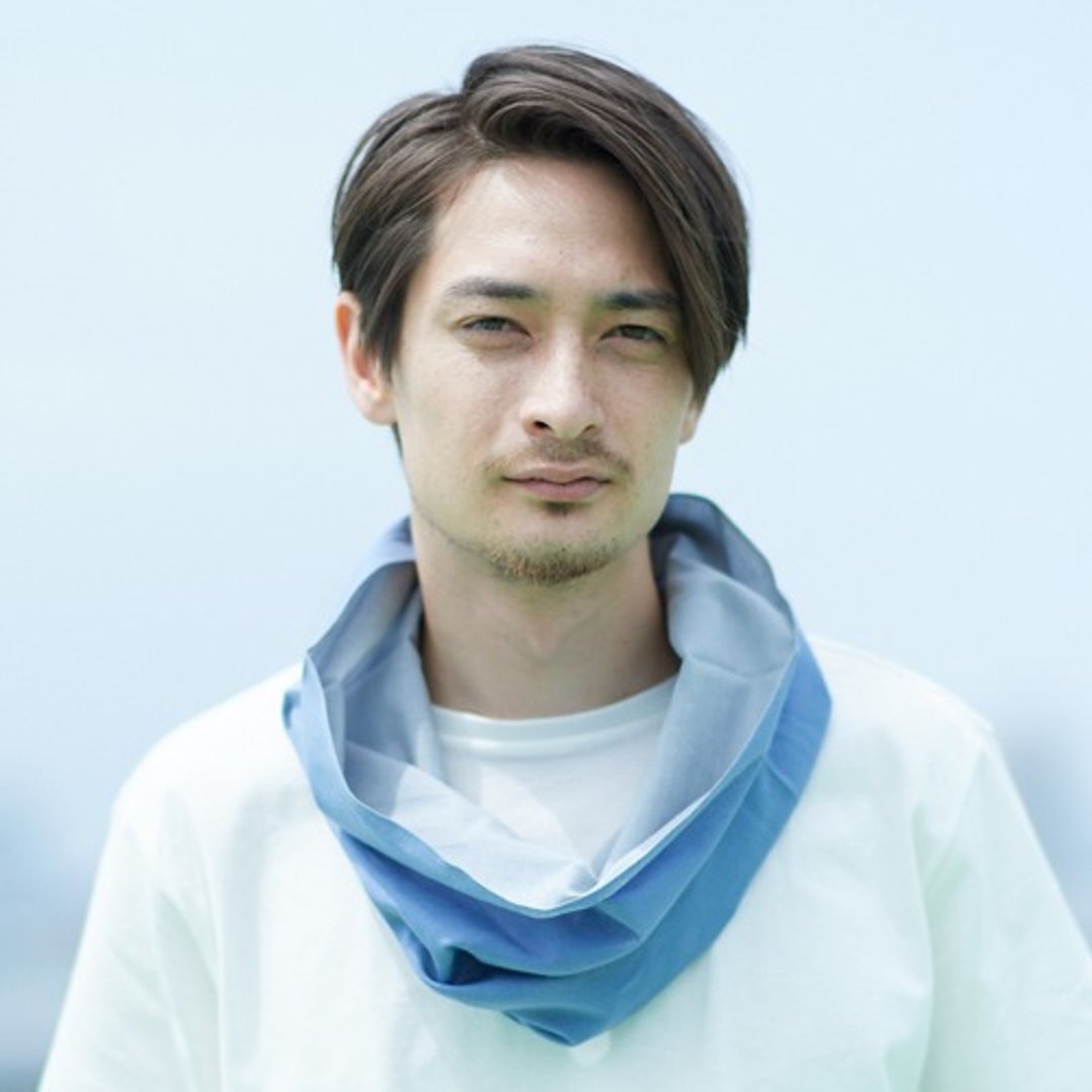 Snood Oo Wow Blue x Gray L size - 丝巾 - 棉 蓝色