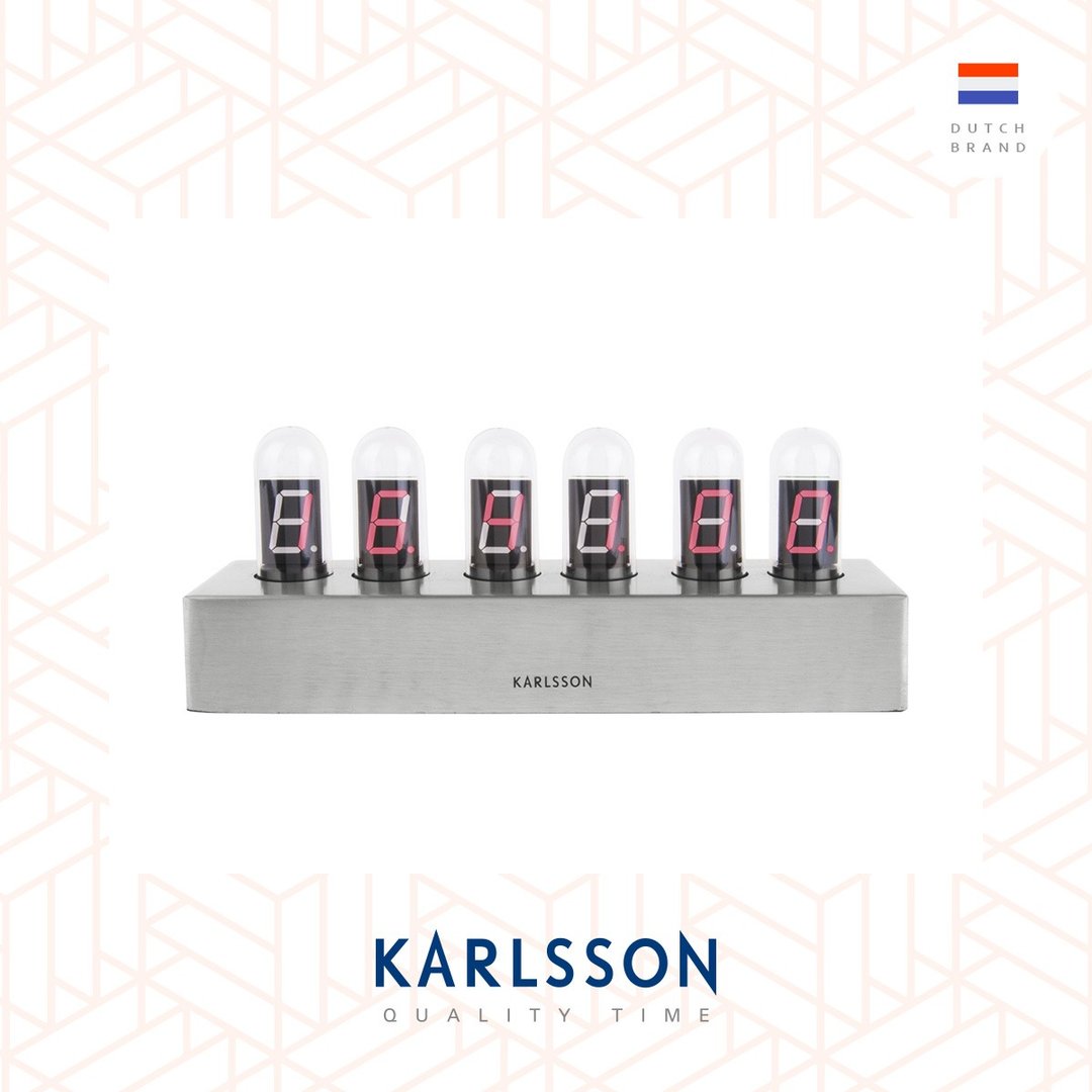 Karlsson 银座LED 灯管枱钟Table clock Cathode brushed steel - 时钟/闹钟 - 其他金属 银色