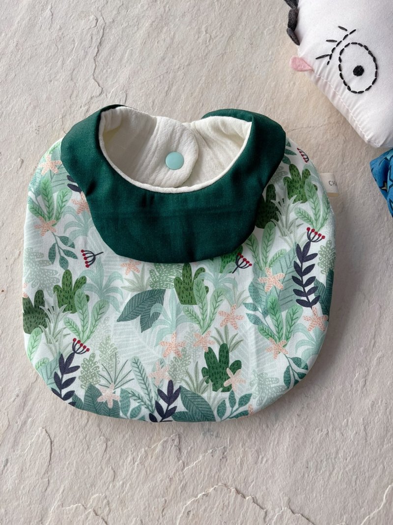 热情小丛林     手工纯棉六层纱芙蓉领围兜/可双面用 - 围嘴/口水巾 - 棉．麻 绿色