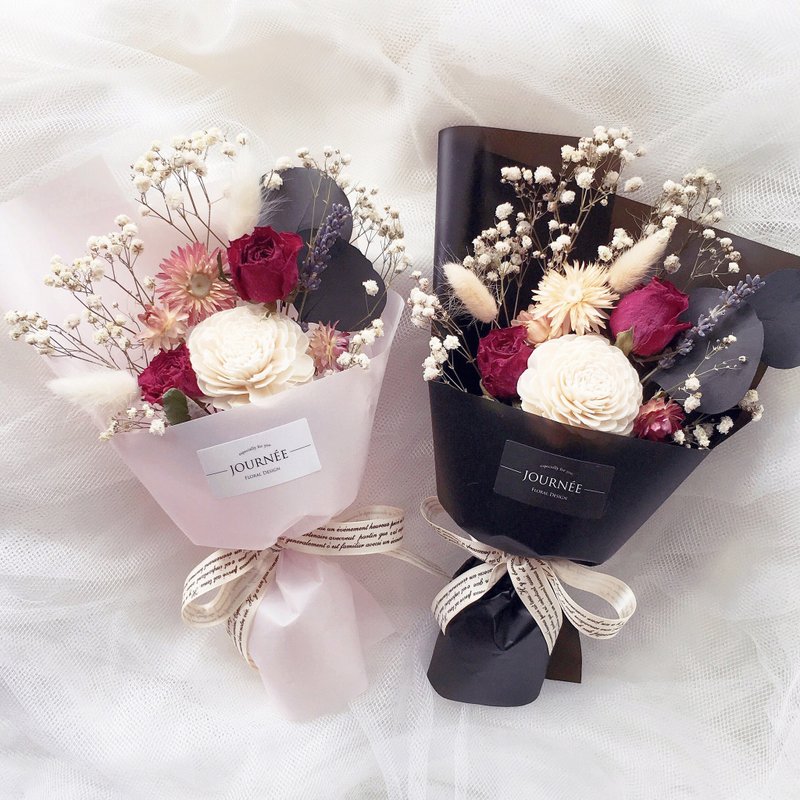 Journee 英伦花园满天星干燥玫瑰花束 干燥花束 毕业花束 - 干燥花/捧花 - 植物．花 