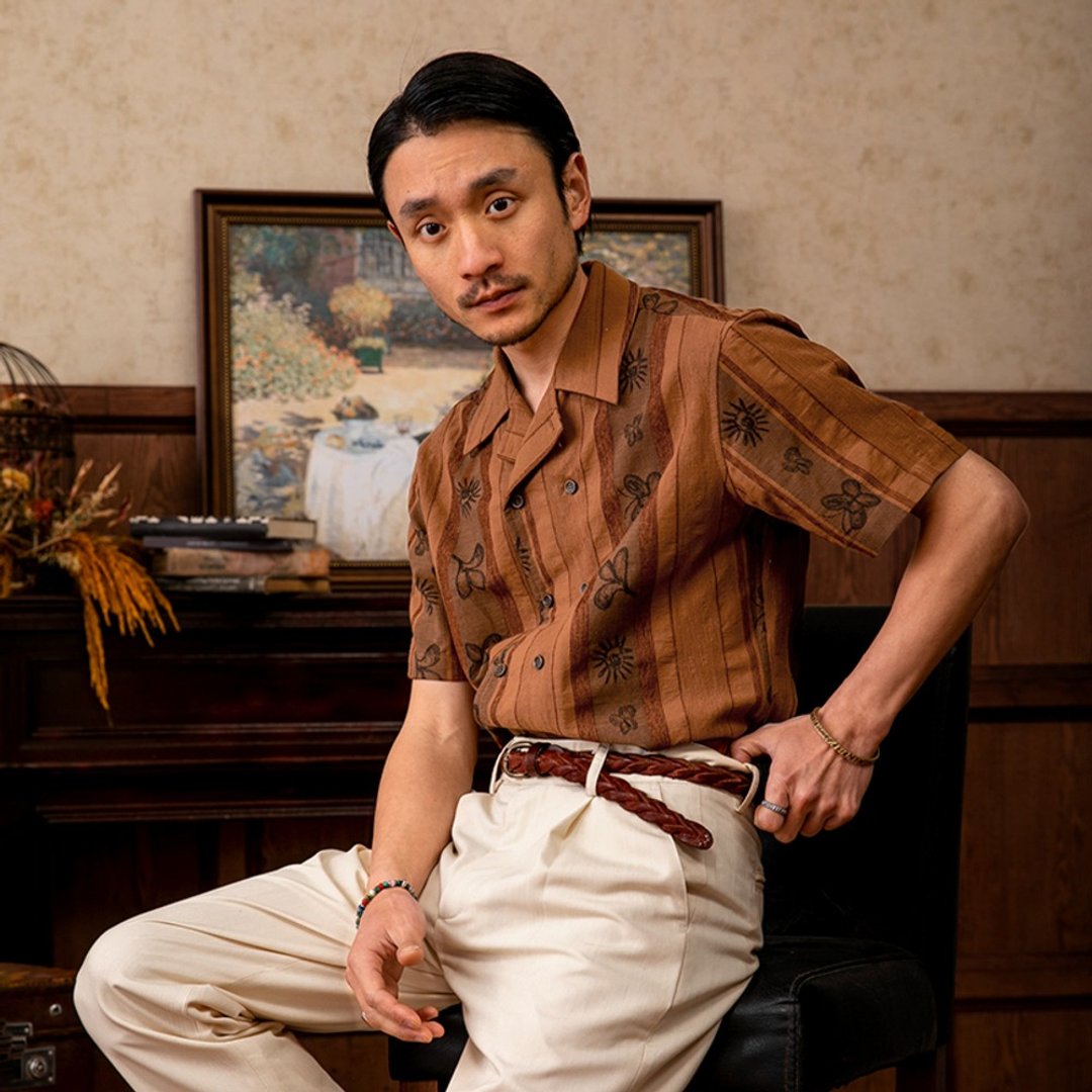 SOARIN棉麻古巴领双排扣印花休闲衬衫(2321C81) - 男装衬衫 - 棉．麻 白色