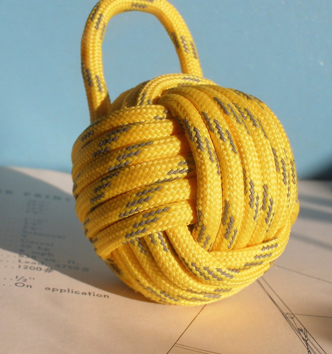 Monkey fist knot- 猴结绳/水手绳/书镇/装饰品 - 摆饰 - 棉 黄色