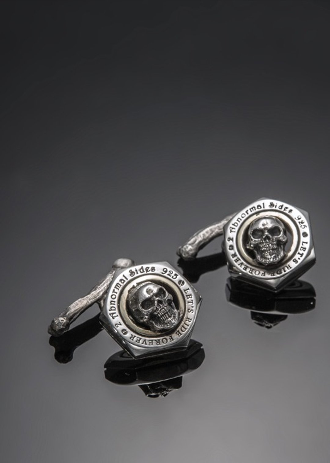 Nut Cufflink with skull and bone | 螺帽骷髅袖扣(骨头版) - 袖扣 - 纯银 银色